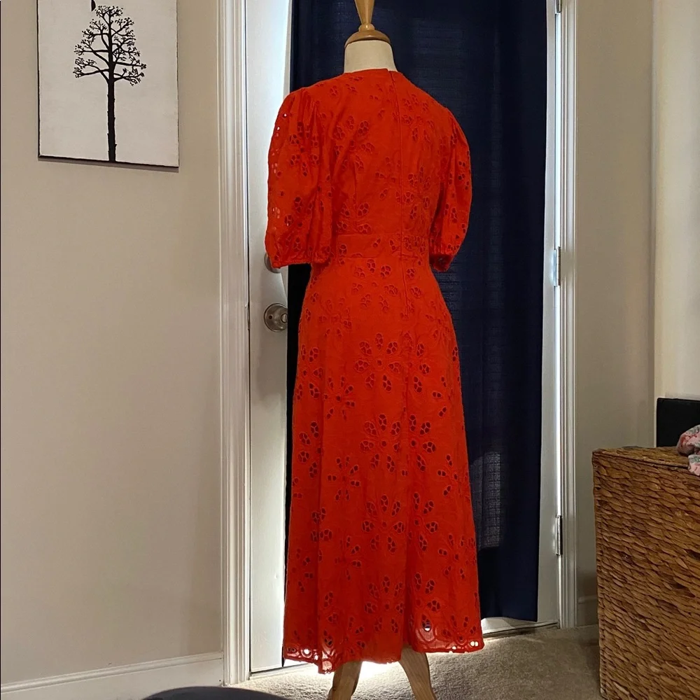 Maggy London Red Puff Sleeve Midi Dress - Picture 4 of 5
